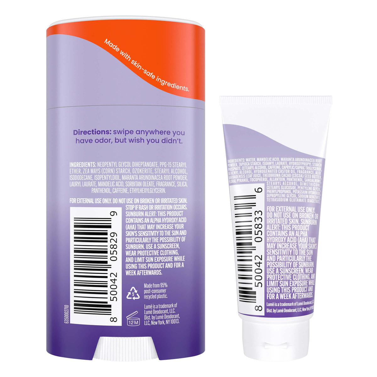 Lume Whole Body Deodorant Stick 2.6oz side view