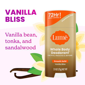 Lume Whole Body Deodorant Vanilla Bliss stick side view