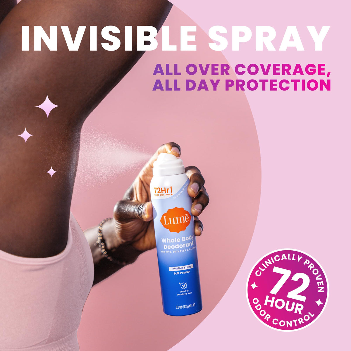 Lume Whole Body Spray Deodorant packaging details