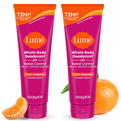 Lume Whole Body Sweat Control Deodorant Cream 3 oz Tangerine front view