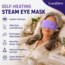 LumiDew Steam Eye Mask opened showing warm compress