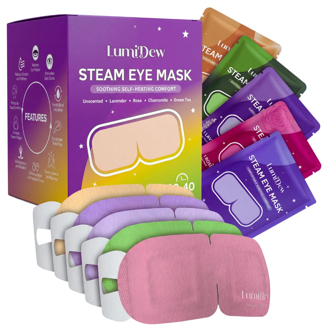 LumiDew Steam Eye Mask variety pack with five calming scents