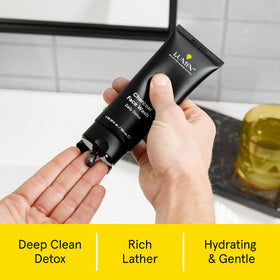 Lumin Charcoal Face Wash for Men back view showing ingredients