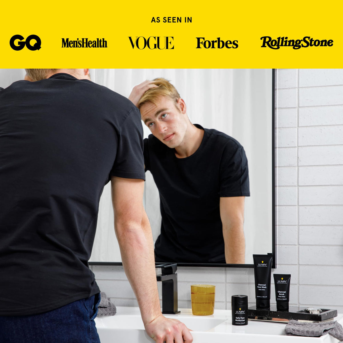 Lumin Charcoal Face Wash for Men with natural extracts displayed