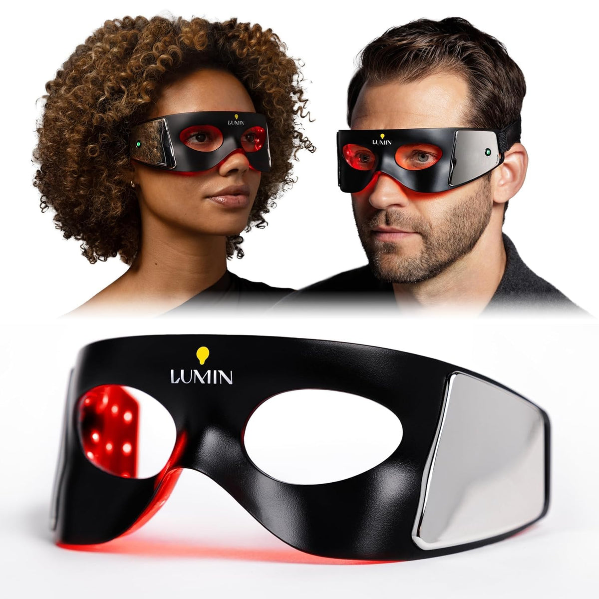 Lumin Luminator LED Eye Mask front view with silicone padding