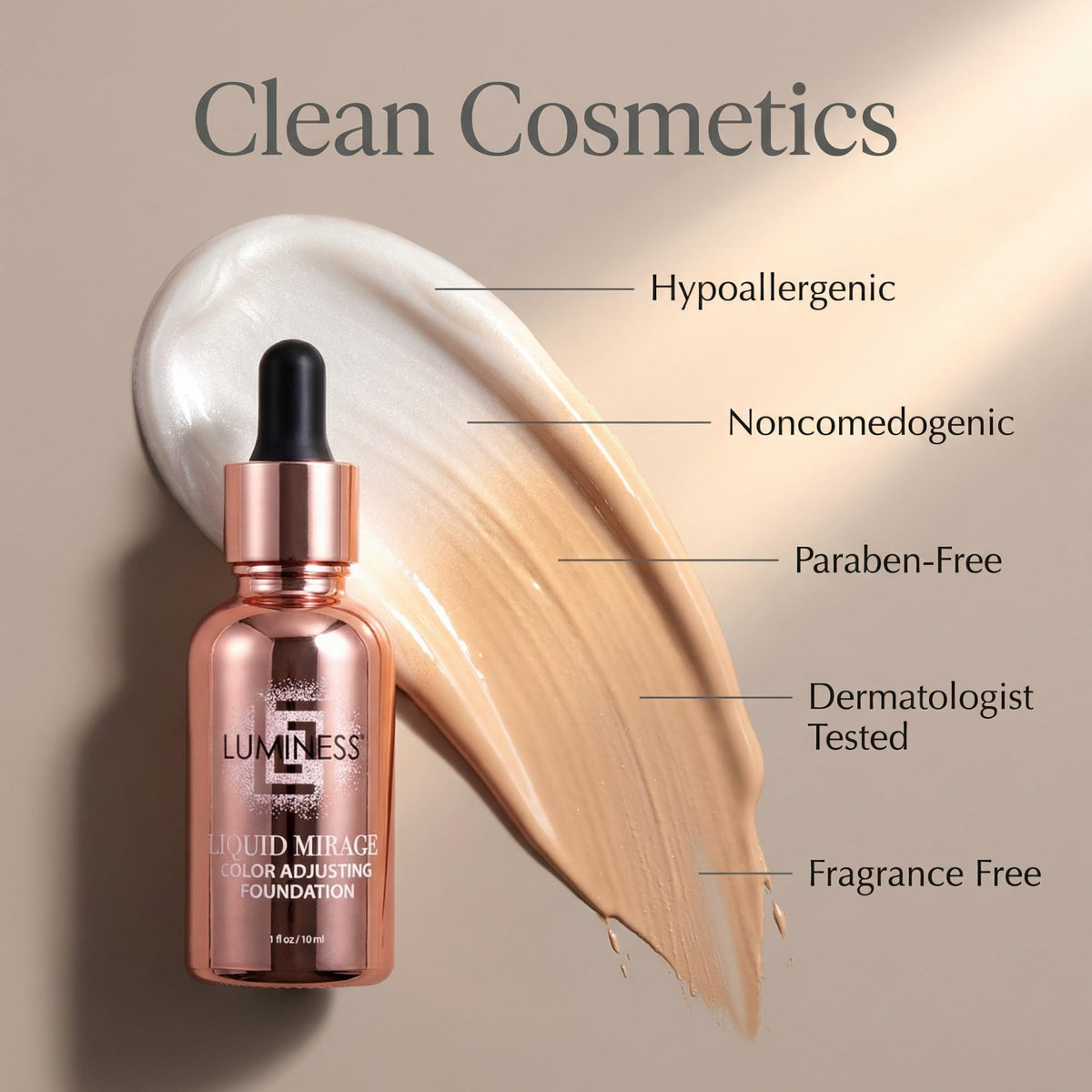 LUMINESS Liquid Mirage Foundation application with brush