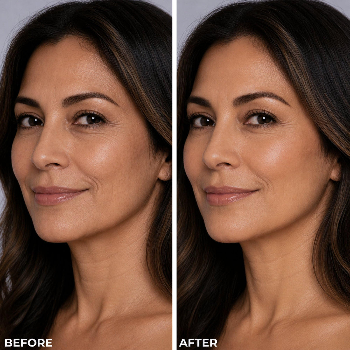 LUMINESS Liquid Mirage Foundation bottle with cap off, showing liquid texture
