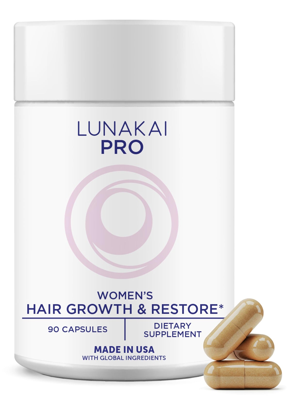 Lunakai Hair Growth Supplement 90 capsules front view