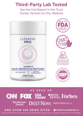 Lunakai Hair Growth Supplement bottle with capsules