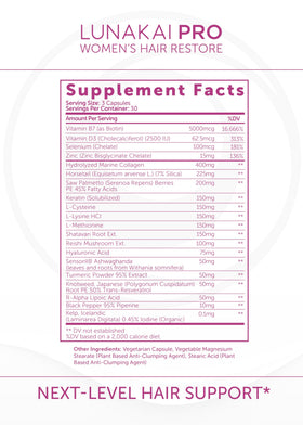 Lunakai Hair Growth Supplement nutritional information