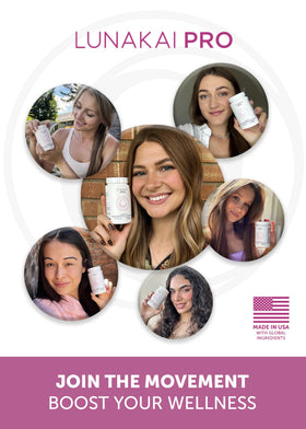 Lunakai Hair Growth Supplement with a measuring spoon