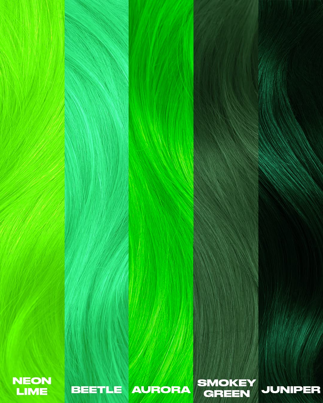 Lunar Tides Neon Lime hair color glowing under blacklight