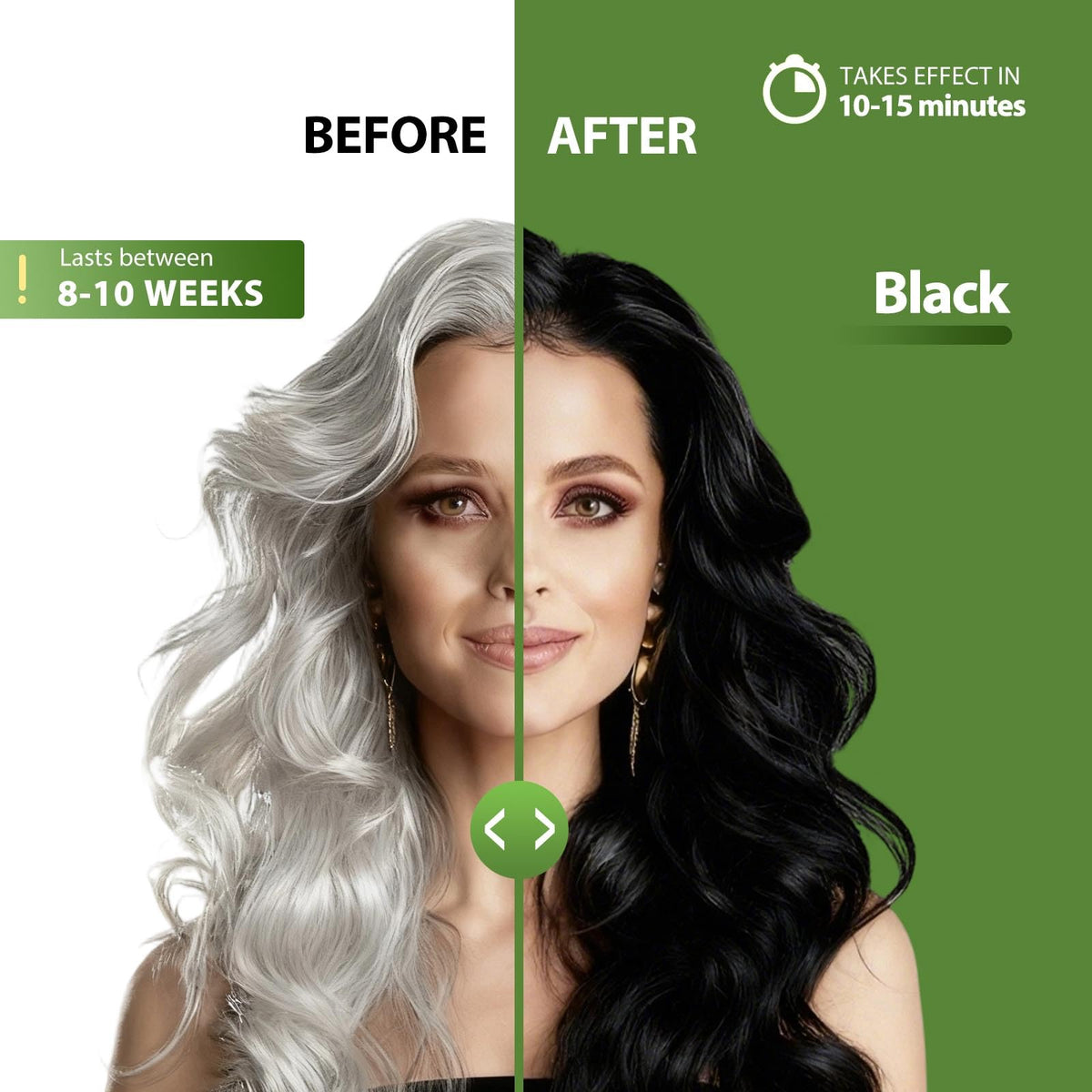 Lunory Black Hair Dye Shampoo application process on hair