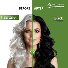Lunory Black Hair Dye Shampoo application process on hair