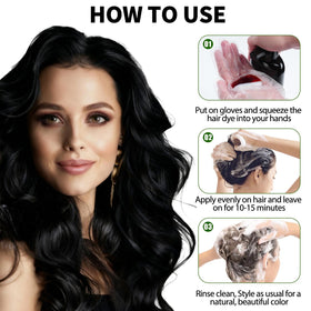 Lunory Black Hair Dye Shampoo before and after results