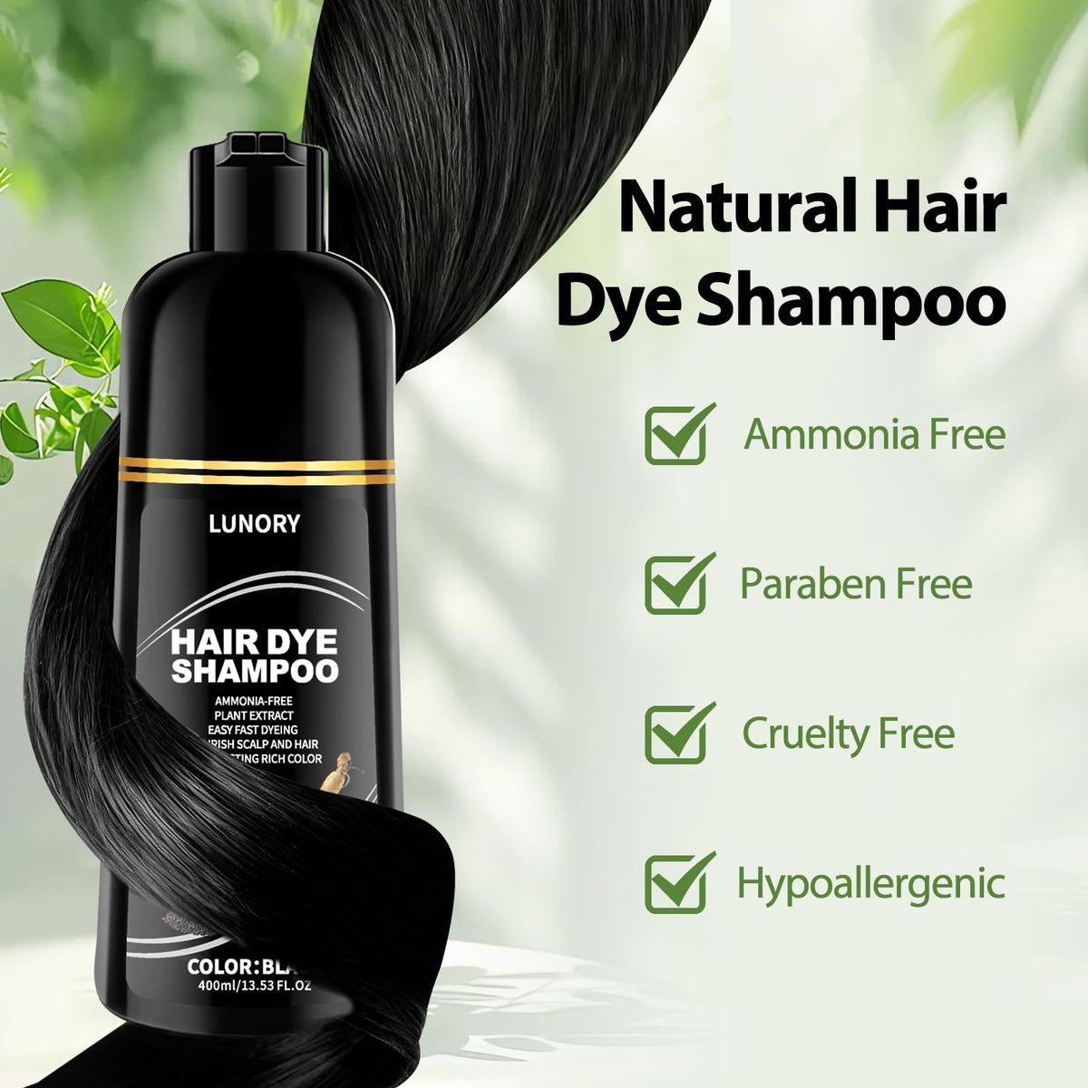 Lunory Black Hair Dye Shampoo texture close-up