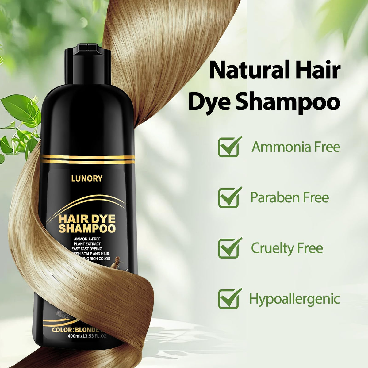 Lunory Blonde Brown Hair Dye Shampoo ingredients list