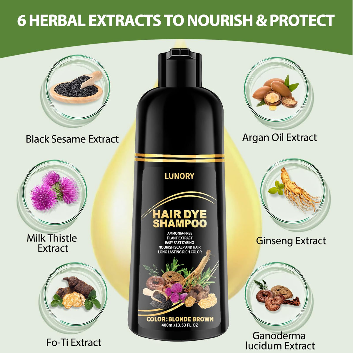 Lunory Blonde Brown Hair Dye Shampoo texture close-up