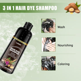 Lunory Dark Brown Hair Dye Shampoo texture on hand