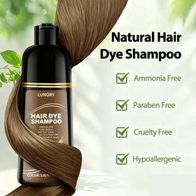 Lunory Hair Dye Shampoo showing natural ingredients