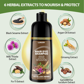 Lunory Light Brown Hair Dye Shampoo application process