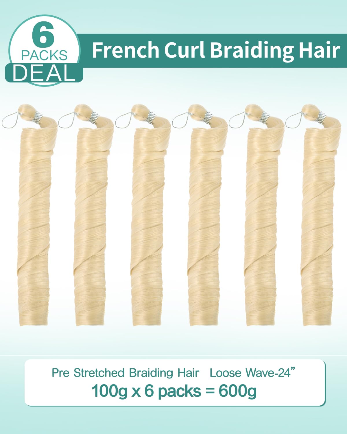 Luoyudu Blonde French Curly Braiding Hair 24 Inch side view