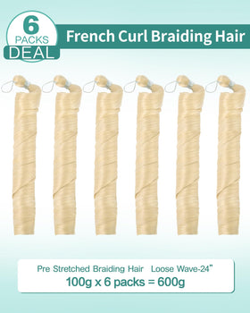 Luoyudu Blonde French Curly Braiding Hair 24 Inch side view