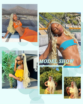 Luoyudu Blonde French Curly Braiding Hair 24 Inch styled look