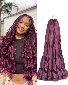 Luoyudu Burgundy French Curl Braiding Hair 24 inch front view