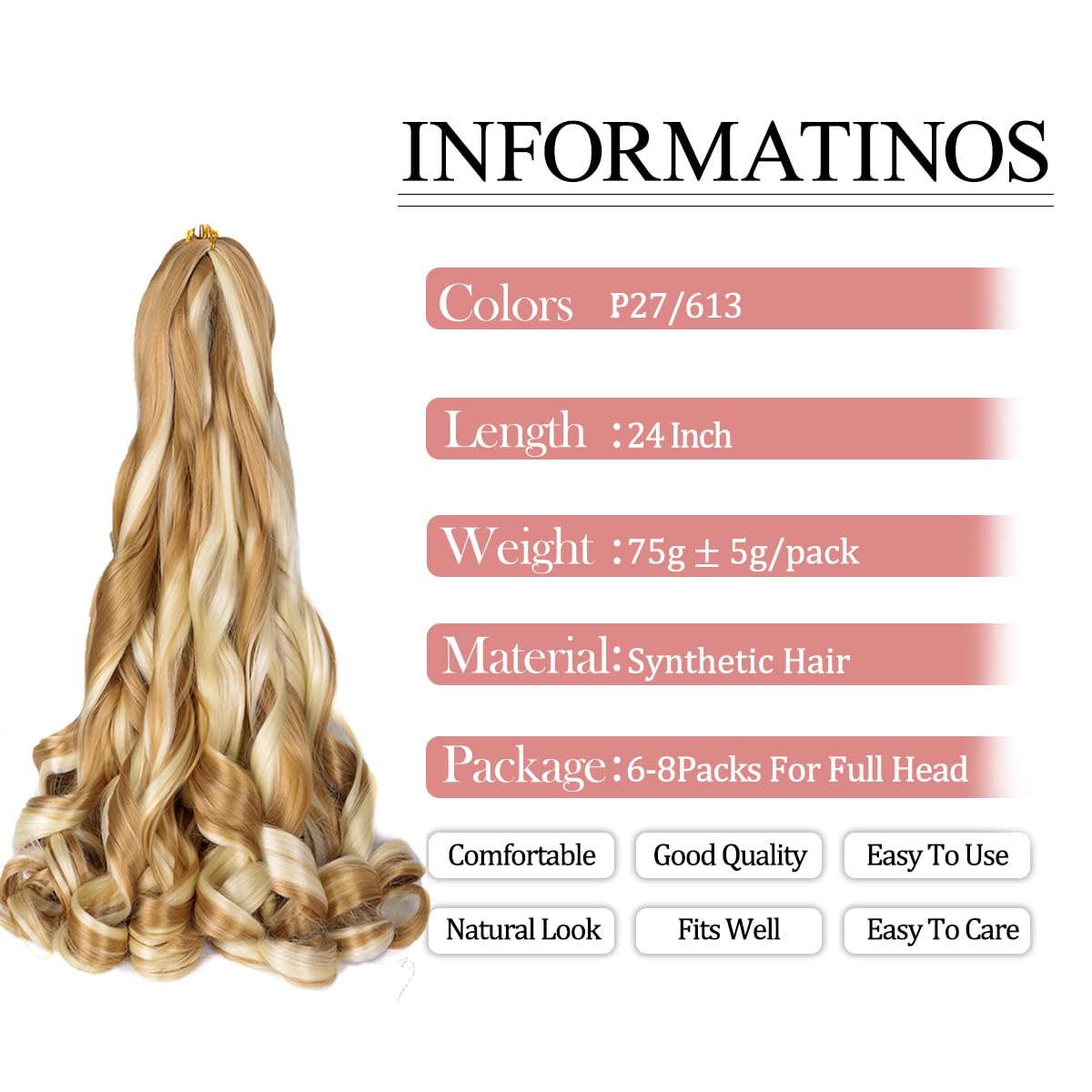 Luoyudu Curly Braiding Hair 24 Inch P27/613 packaging