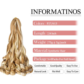 Luoyudu Curly Braiding Hair 24 Inch P27/613 packaging