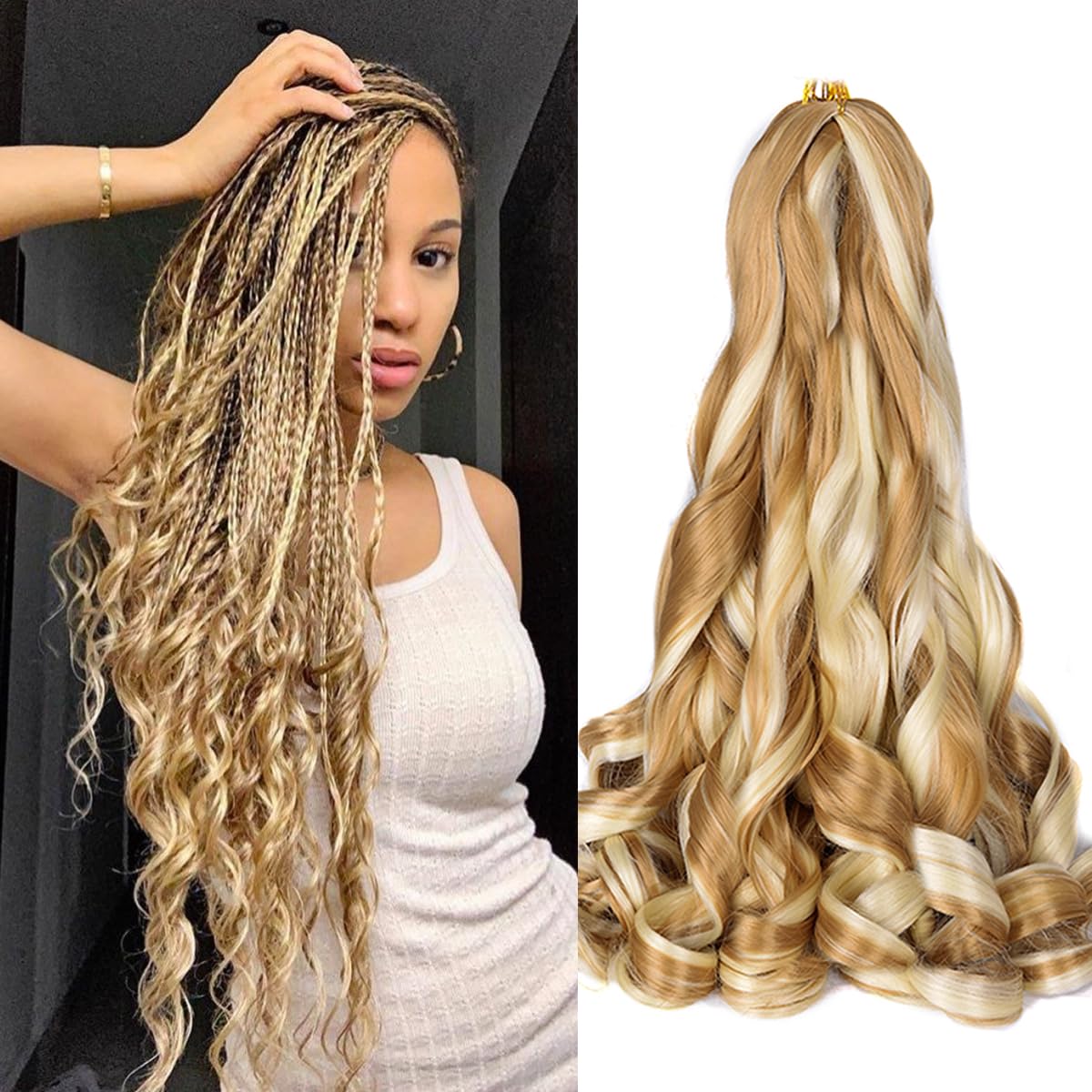 Luoyudu Curly Braiding Hair P27/613 front view