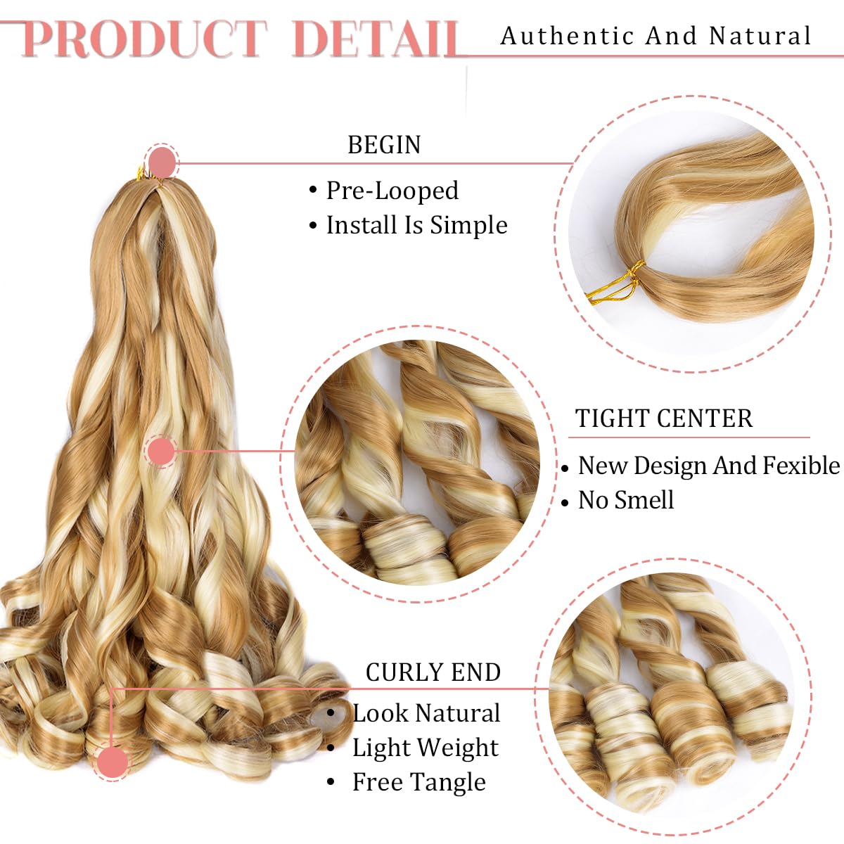 Luoyudu Curly Braiding Hair P27/613 showing texture