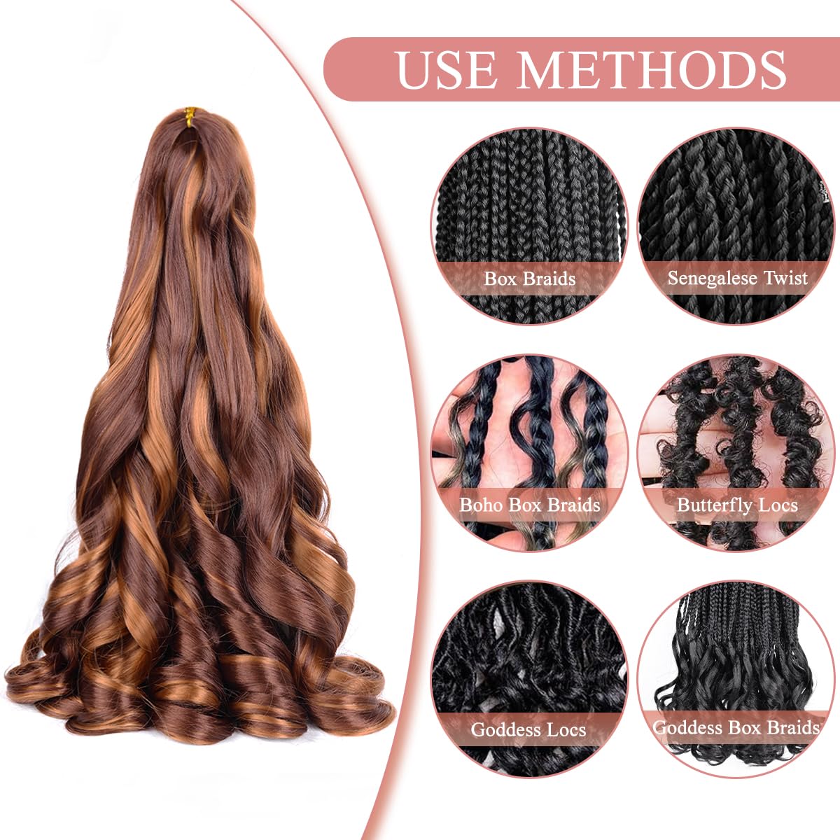 Luoyudu Curly Crochet Hair Extensions displayed with accessories