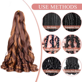 Luoyudu Curly Crochet Hair Extensions displayed with accessories