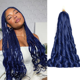 Luoyudu Dark Blue French Curl Braiding Hair front view