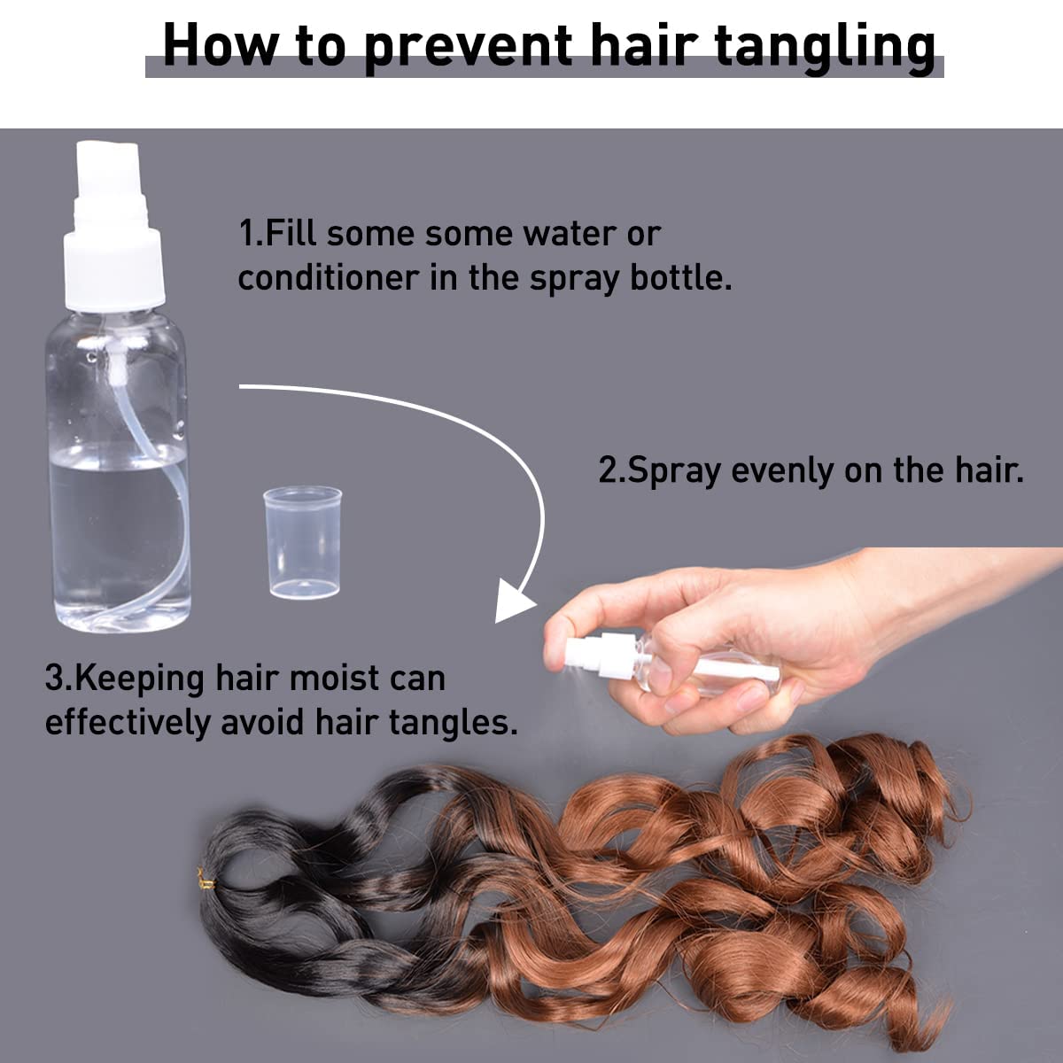 Luoyudu Dark Blue French Curl Braiding Hair in loose waves