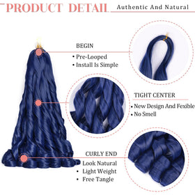 Luoyudu Dark Blue French Curl Braiding Hair in packaging