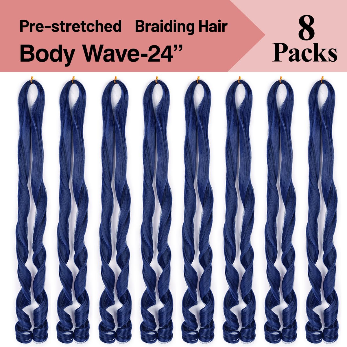 Luoyudu Dark Blue French Curl Braiding Hair styled in box braids
