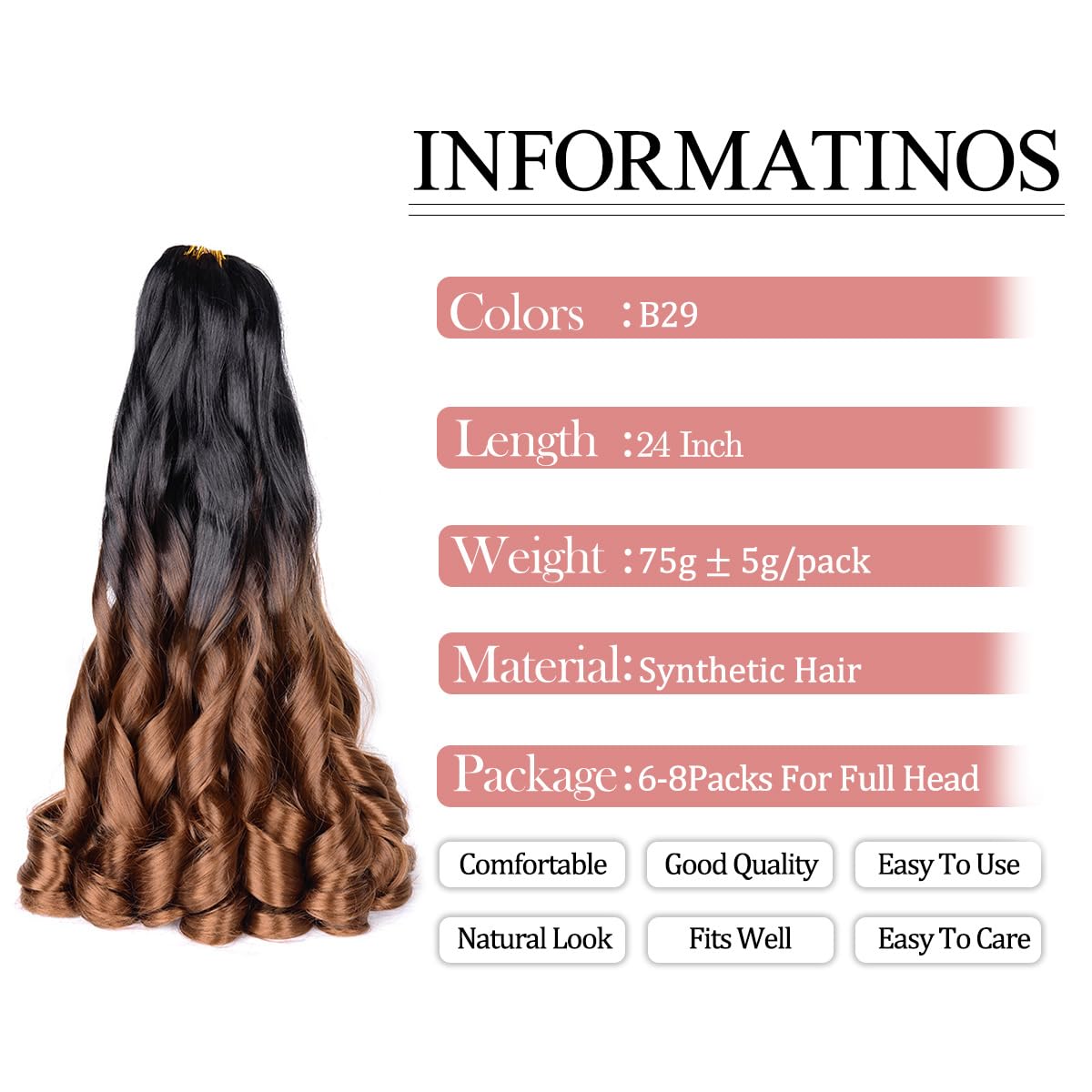 Luoyudu French Curl Braiding Hair 16 Inch B29 close-up of curls