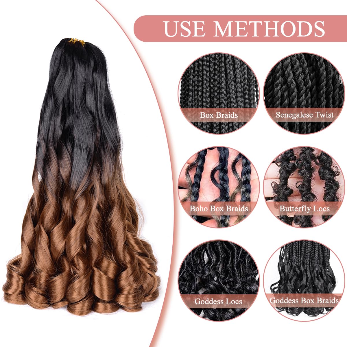 Luoyudu French Curl Braiding Hair 16 Inch B29 displayed with spray bottle