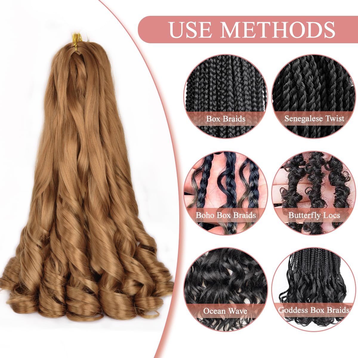 Luoyudu French Curl Braiding Hair 16 Inch close-up of curls