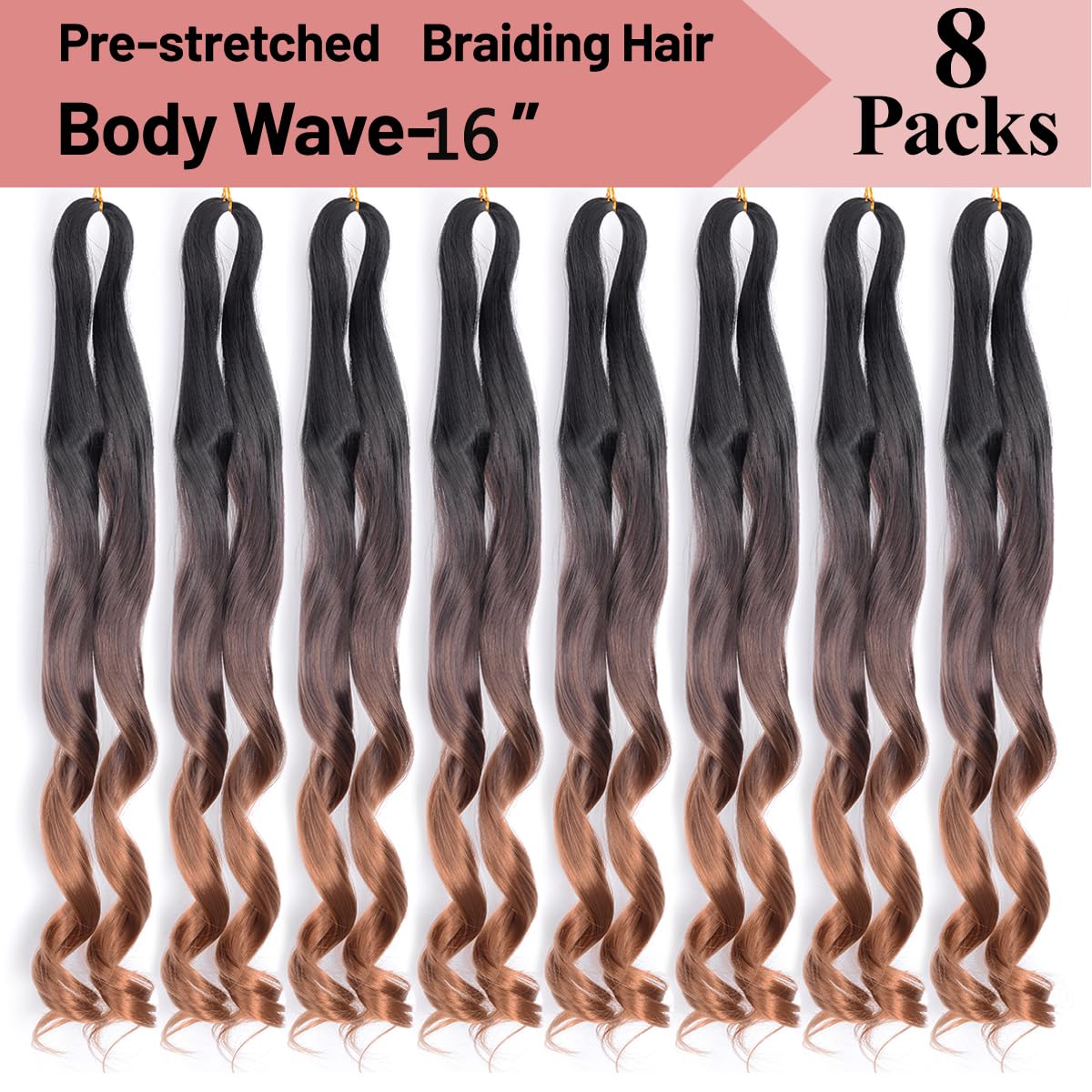 Luoyudu French Curl Braiding Hair 16 Inch Ombre close-up of curls