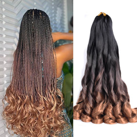 Luoyudu French Curl Braiding Hair 16 Inch Ombre front view