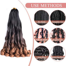 Luoyudu French Curl Braiding Hair 16 Inch Ombre side view