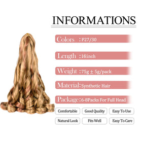 Luoyudu French Curl Braiding Hair 16 Inch P27/30 packaging