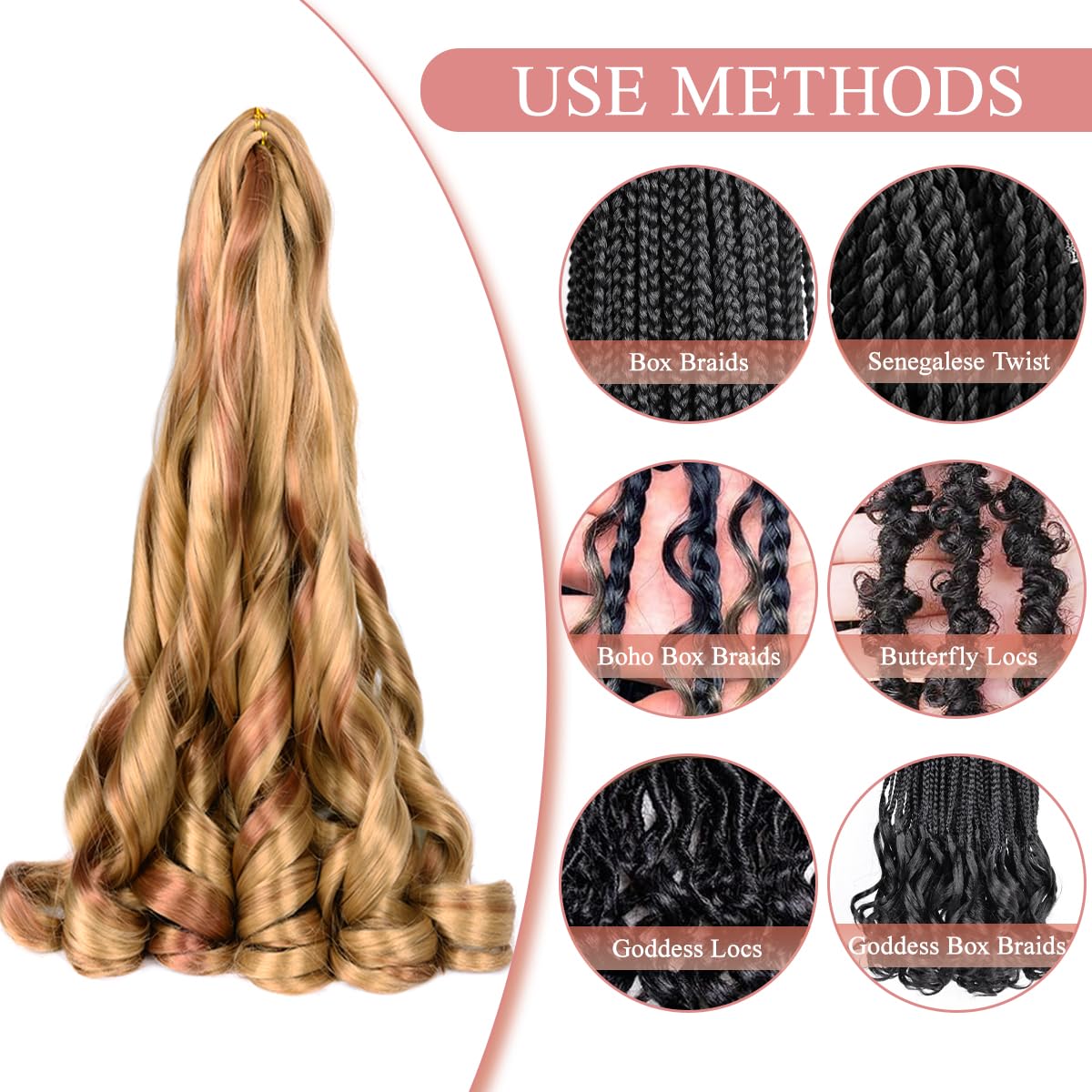Luoyudu French Curl Braiding Hair 16 Inch P27/30 showing curl pattern