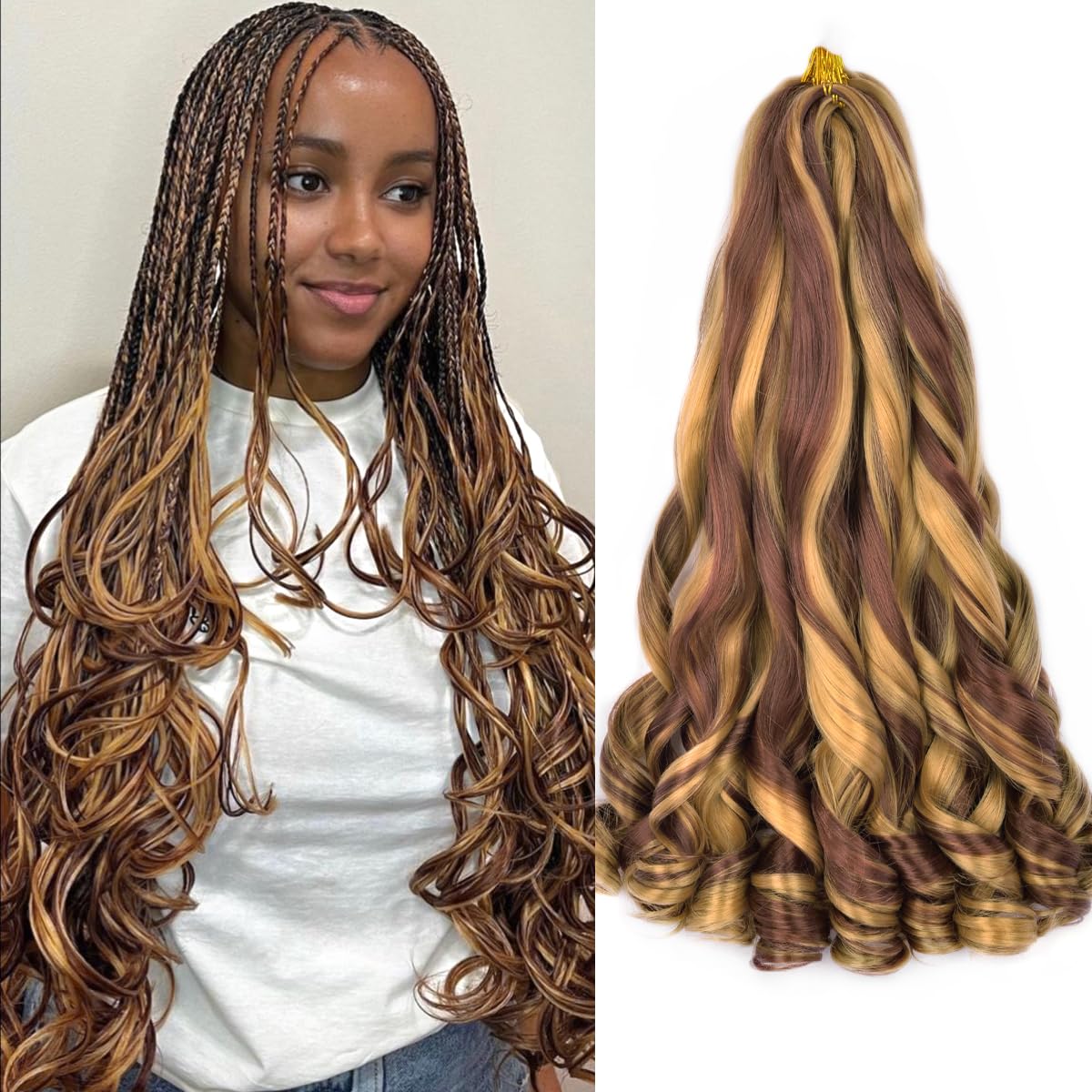 Luoyudu French Curl Braiding Hair 18 Inch front view