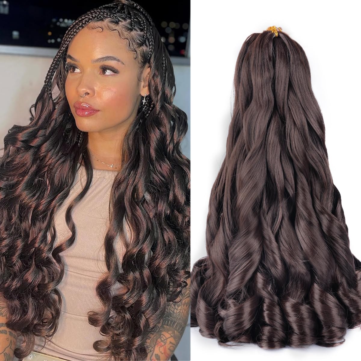 Luoyudu French Curl Braiding Hair 18 Inch front view