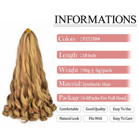 Luoyudu French Curl Braiding Hair 18 Inch P27/30 side view